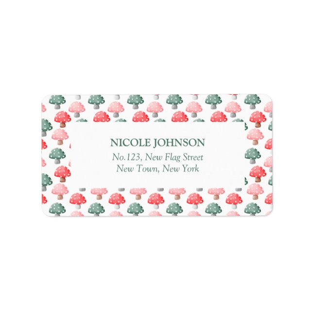 Fairy First Birthday Cute Colorful Mushroom  Label (Front)