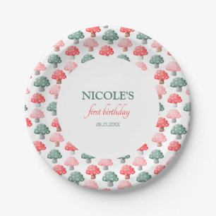 Fairy First Birthday Cute Colorful Mushroom Paper Plates
