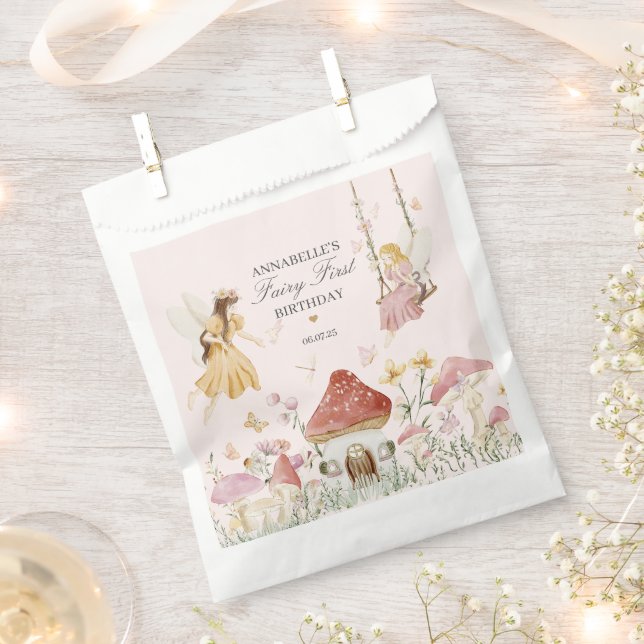 Fairy First Birthday Enchanted Dessert Favors Bag (Clipped)