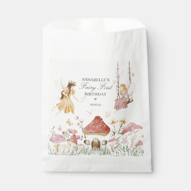 Fairy First Birthday Enchanted Dessert Favors Bag (Front)