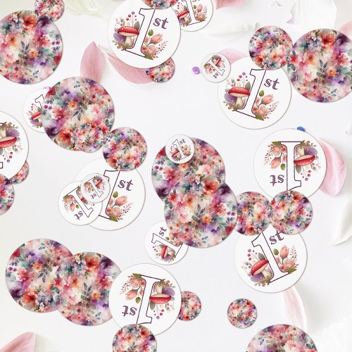 Fairy First Birthday Enchanted Floral Watercolor Confetti