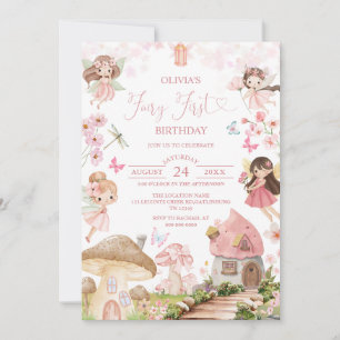 Fairy First Birthday Enchanted forest Invitation