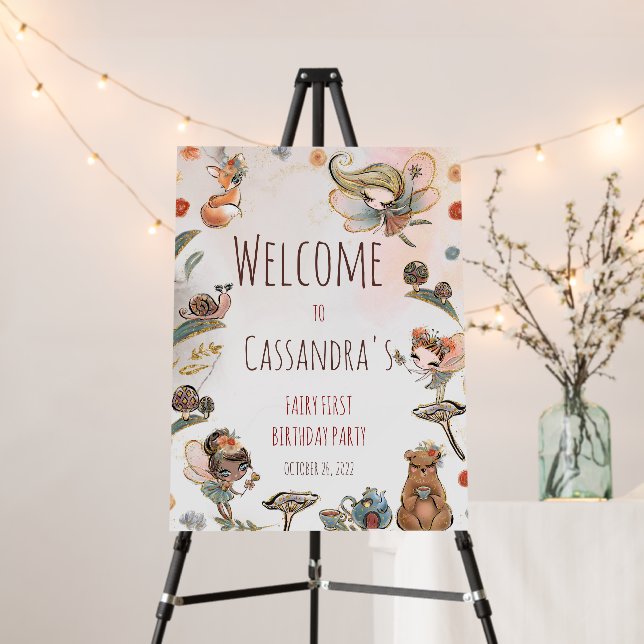 Fairy First Birthday Enchanted Forest Welcome Foam Board (In Situ (Stand))