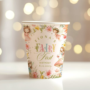 Fairy First Birthday Enchanted Garden Bright Paper Cups