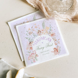 Fairy First Birthday Enchanted garden Lilac Napkins