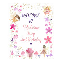 Fairy First Birthday Enchanted Garden Welcome Poster