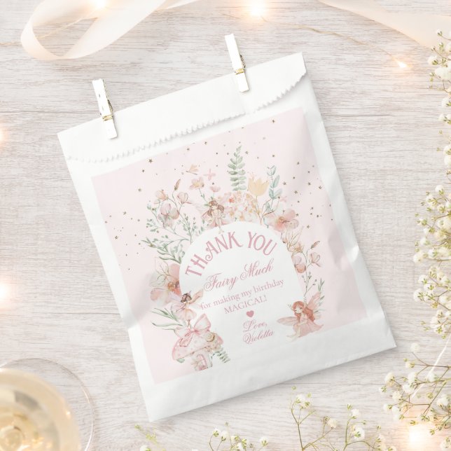 Fairy First Birthday Enchanted garden Whimsical Favor Bag (Clipped)