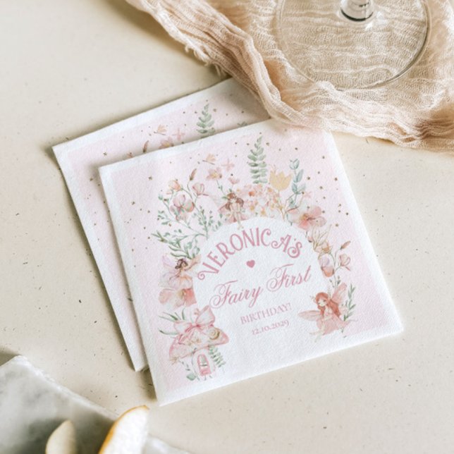 Fairy First Birthday Enchanted garden Whimsical Napkins (Creator Uploaded)