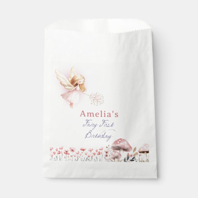 Fairy First Birthday Favor Bag (Front)