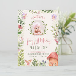 Fairy First Birthday Forest Mushroom Photo Invitation | Zazzle