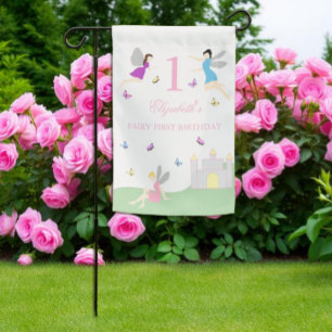 Fairy First Birthday Garden Flag
