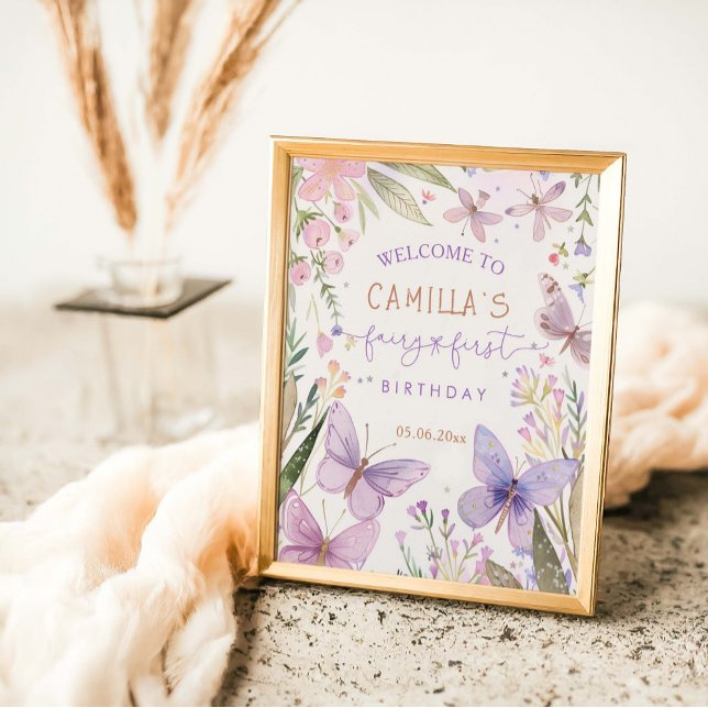 Fairy First Birthday Girl 1st Birthday Party Poster (Creator Uploaded)