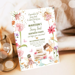 Fairy First Birthday Girl 1st Fairy Forest Magical Invitation