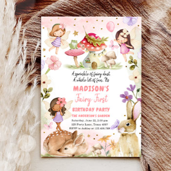 Fairy First Birthday Girl 1st Fairy Forest Magical Invitation by Anietillustration at Zazzle