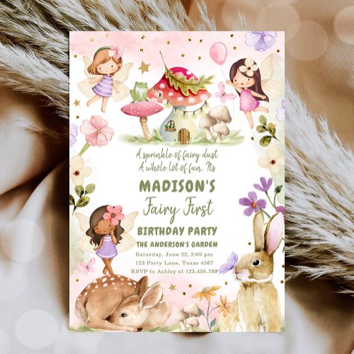Fairy First Birthday Girl 1st Fairy Forest Magical Invitation