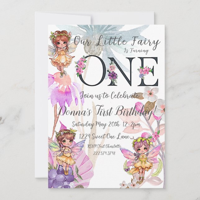Fairy First Birthday Invitation (Front)