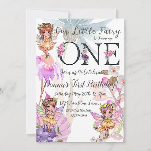 Fairy First Birthday Invitation