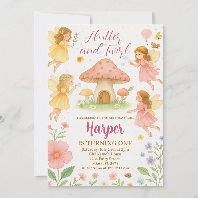 Fairy First Birthday Invitation (Front)