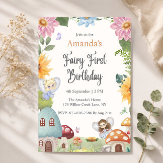Fairy First Birthday Invitation