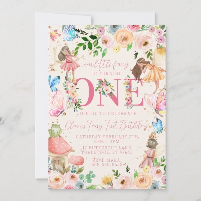 Fairy First Birthday Invitation (Front)