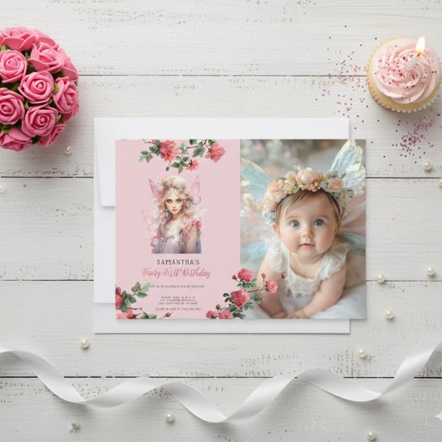 Fairy First Birthday Invitation | Dusty Pink (Creator Uploaded)