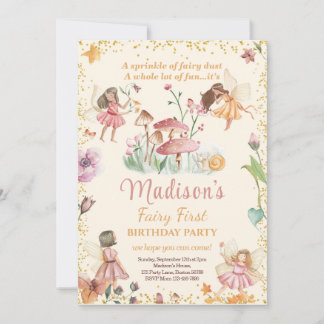 Fairy First Birthday Invitation Fairy Invitation