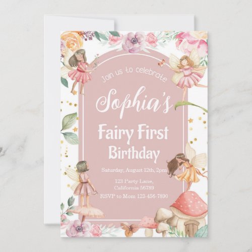 Fairy First Birthday Invitation Fairy Invitation