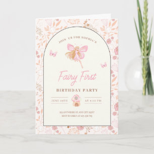 Fairy First Birthday Invitation, Garden birthday Invitation