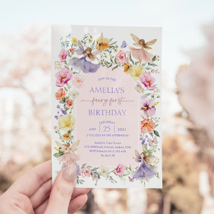 Fairy First Birthday Lush Wildflower Garden Party Invitation
