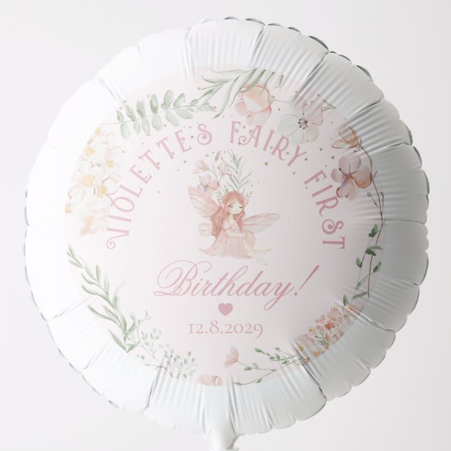 Fairy First Birthday Magical Enchanted Garden Balloon (Front)