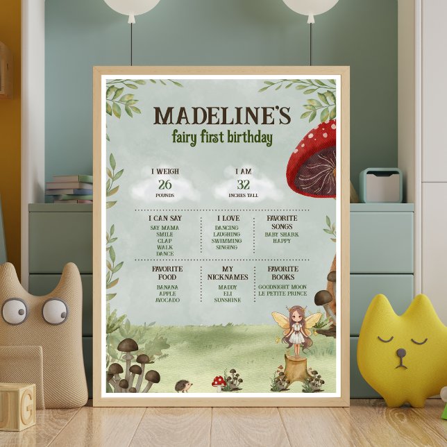 Fairy First Birthday Milestone Foam Board (Milestone Sign - Fairy First Birthday)