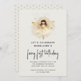 Fairy First Birthday Modern Pixie Elf 1st Birthday Invitation
