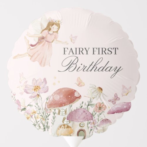 Fairy First Birthday Party Decor Favor Balloon