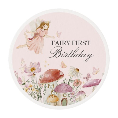 Fairy First Birthday Party Dessert Favor Edible Frosting Rounds