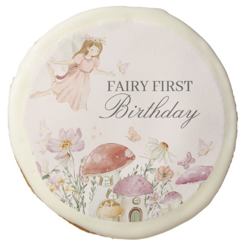 Fairy First Birthday Party Dessert Favor Sugar Cookie