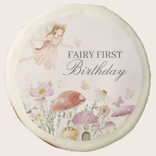 Fairy First Birthday Party Dessert Favor Sugar Cookie