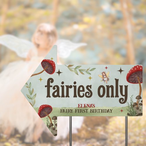 Fairy First Birthday Party Mushroom Forest Cute Sign