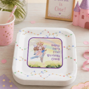 Fairy First Birthday Party Paper Plates