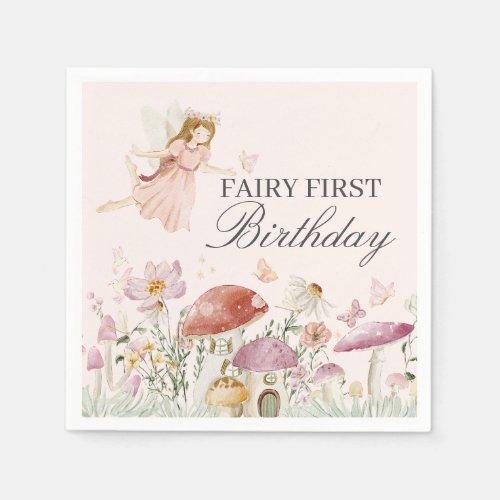Fairy First Birthday Party Table Decor Napkins