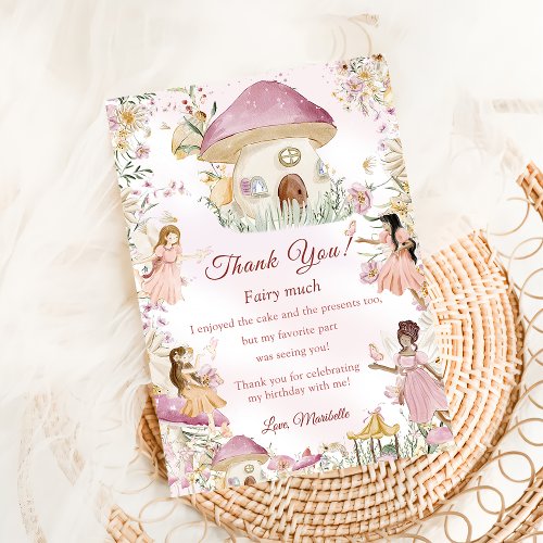 Fairy First Birthday Photo Thank You Card