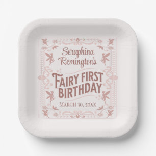 Fairy First Birthday Pink Sweet Girls Bday Party Paper Plates