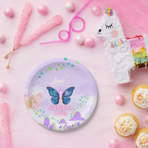 Fairy First Birthday Princess Butterfly Mushroom Paper Plates