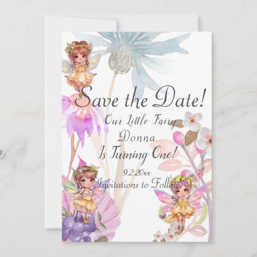 Fairy First Birthday Save the Date Invitation