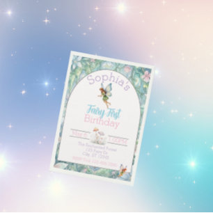 Fairy First Birthday, Watercolor 1st Birthday Invitation