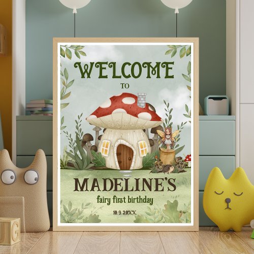 Fairy First Birthday Welcome Sign