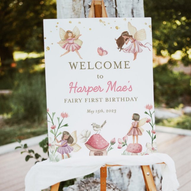 Fairy first birthday welcome sign, editable fairy  foam board (Creator Uploaded)