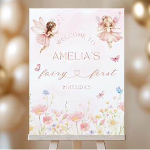 Fairy First Birthday Welcome Sign, Fairy 1st Girl  Foam Board
