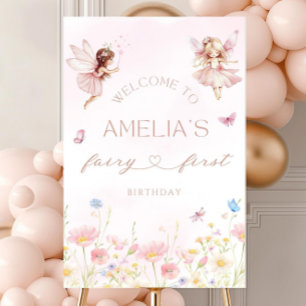 Fairy First Birthday Welcome Sign, Fairy 1st Girl  Foam Board