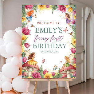 Fairy First Birthday Welcome Sign Girl, Enchanted 