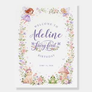Fairy First Birthday Welcome Sign Poster